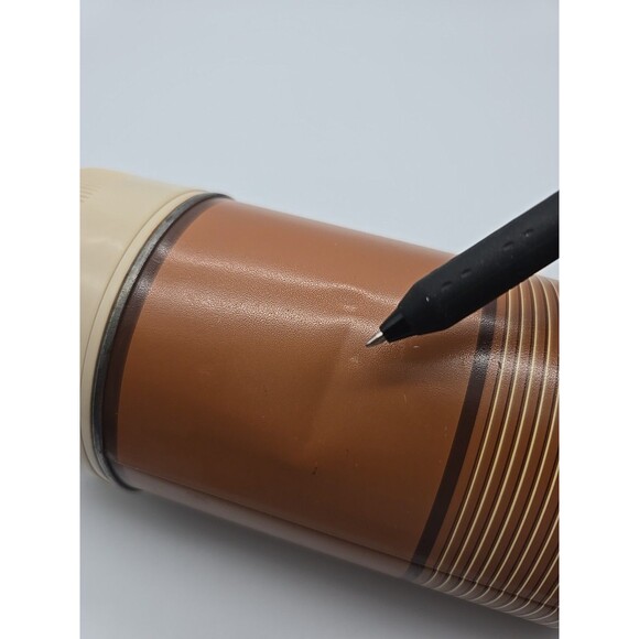 Vintage King-Seeley Metal Thermos 10 oz  Wide Mouth Tan & Brown Striped #6263 - Picture 8 of 12